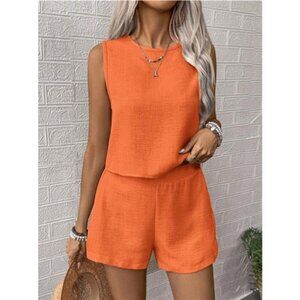 Round Neck Sleeveless Top and Shorts Set